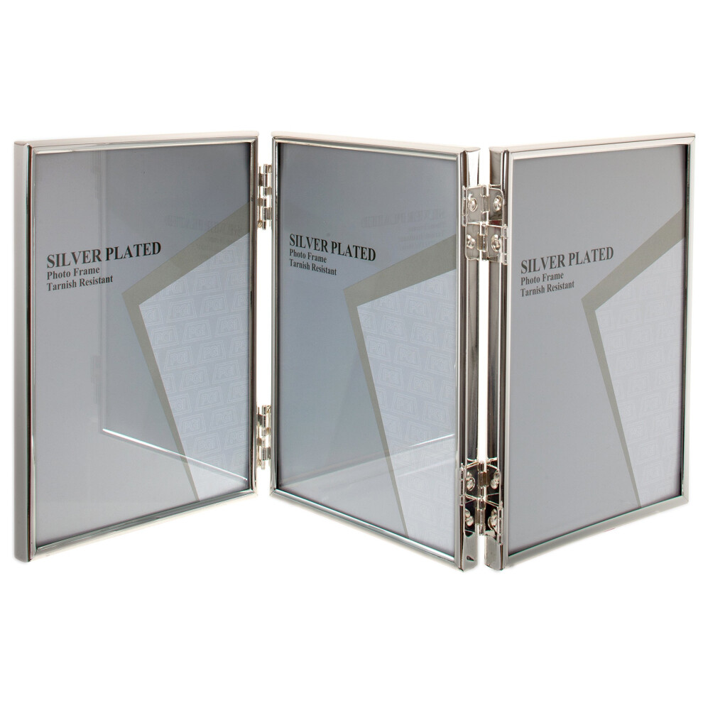 Unity 4 x 6-inch Portrait Triple Photo Frame, Silver Plated