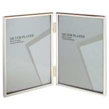 Unity 4 x 6-inch Portrait Thin Double Photo Frame, Silver Plated