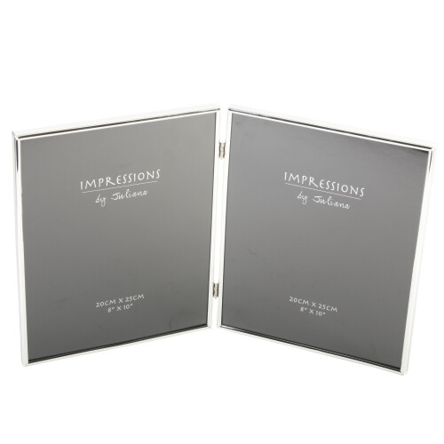 Silverplated Double Hinged Collage Photograph Photo Frame Gift Keepsake 8" x 10”