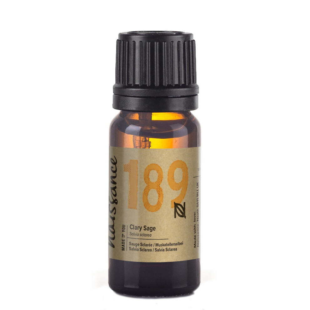 Naissance Clary Sage Essential Oil (No. 189) 10Ml - Pure, Natural, Cruelty Free, Steam Distilled And Undiluted - For Use In Aromatherapy, Massage...