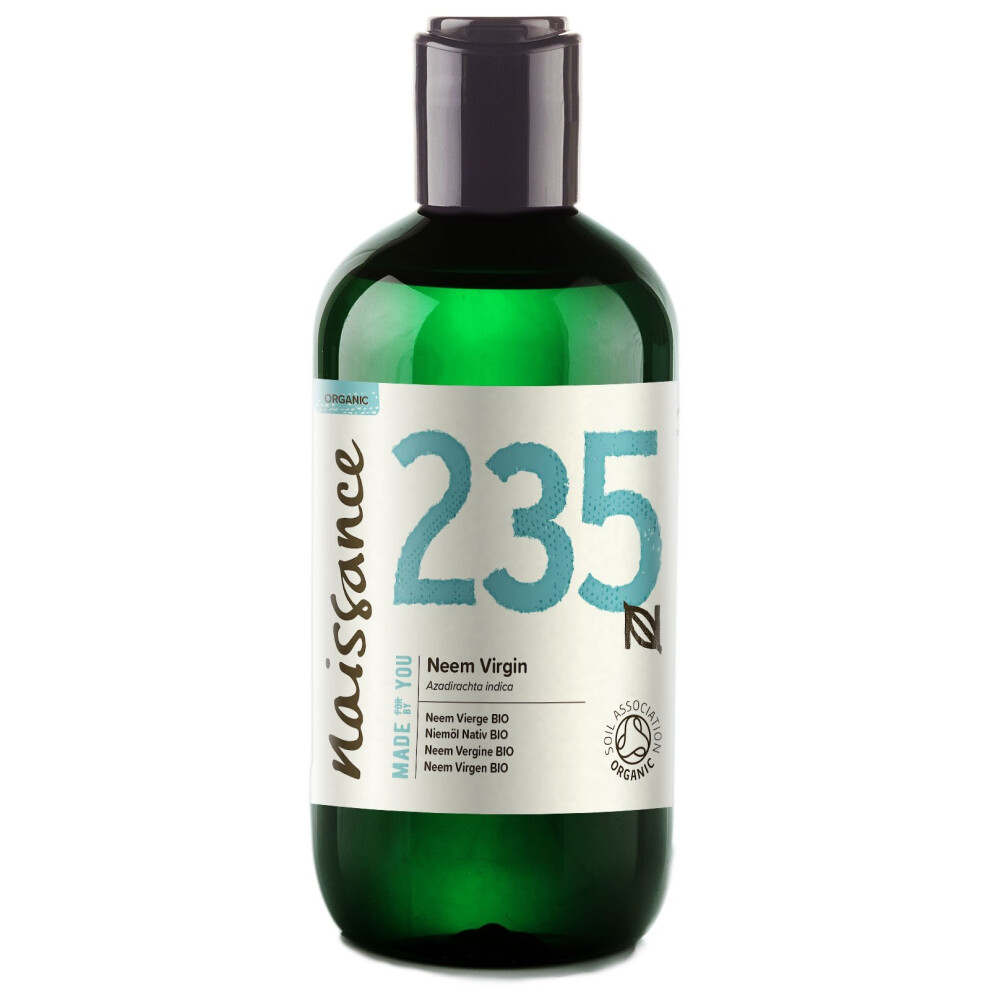 Naissance Organic Cold-Pressed Virgin Neem (No. 235) 250Ml - Pure, Natural, Unrefined, Certified Organic, Vegan, No Gmo