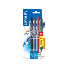 Pilot Frixion Ball Clicker Pack of 3 Ink Gel Temperature-Sensitive Rollerball Pens + 1 Free Medium Point