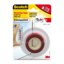 Dobbeltklæbende transparent monteringstape 19 mm x 1,5 m