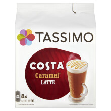 Vainas de café Tassimo Costa Caramel Latte (paquete de 5, total 80 vainas, 40 porciones)