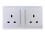 Trendi Switch Trendi Switch 2 Gang Artistic Modern Glossy 13 Amp Electrical Long Switched Plug Socket Silver 1