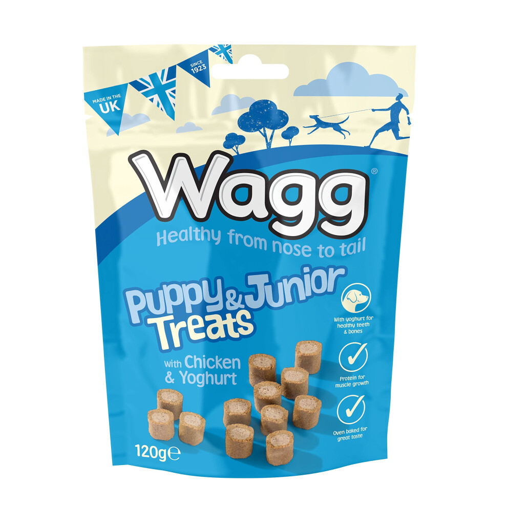 Wagg Puppy Junior Treats With Chicken and Yoghurt 120 g, Pack of 7