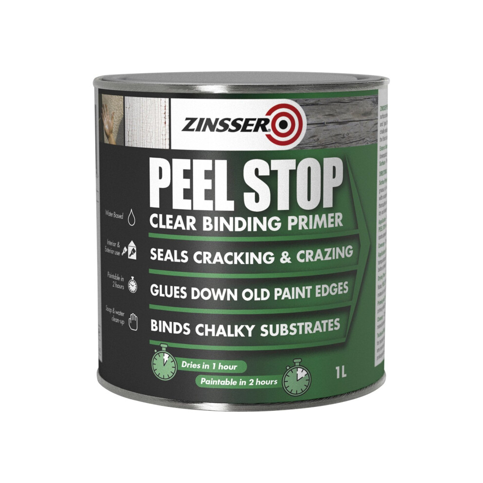 Zinsser Peel Stop Clear Binding Primer ZINPSP1L 1L Interior/Exterior Prevents Mold & Mildew 5 Years Bonds to Glossy Paint
