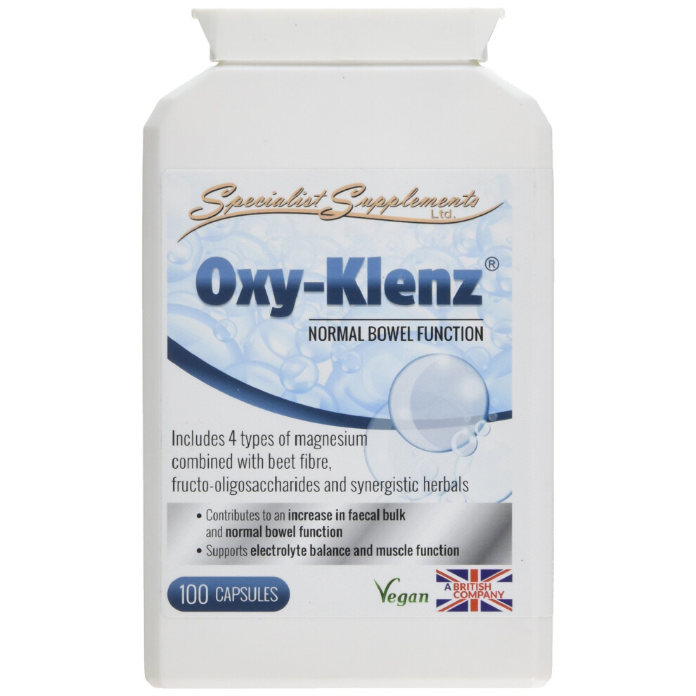 Specialist Supplements Oxy-Klenz - Intestinal Cleanse Support - Comprehensive Oxygenated Formula - 100 Capsules - Suitable For Vegans