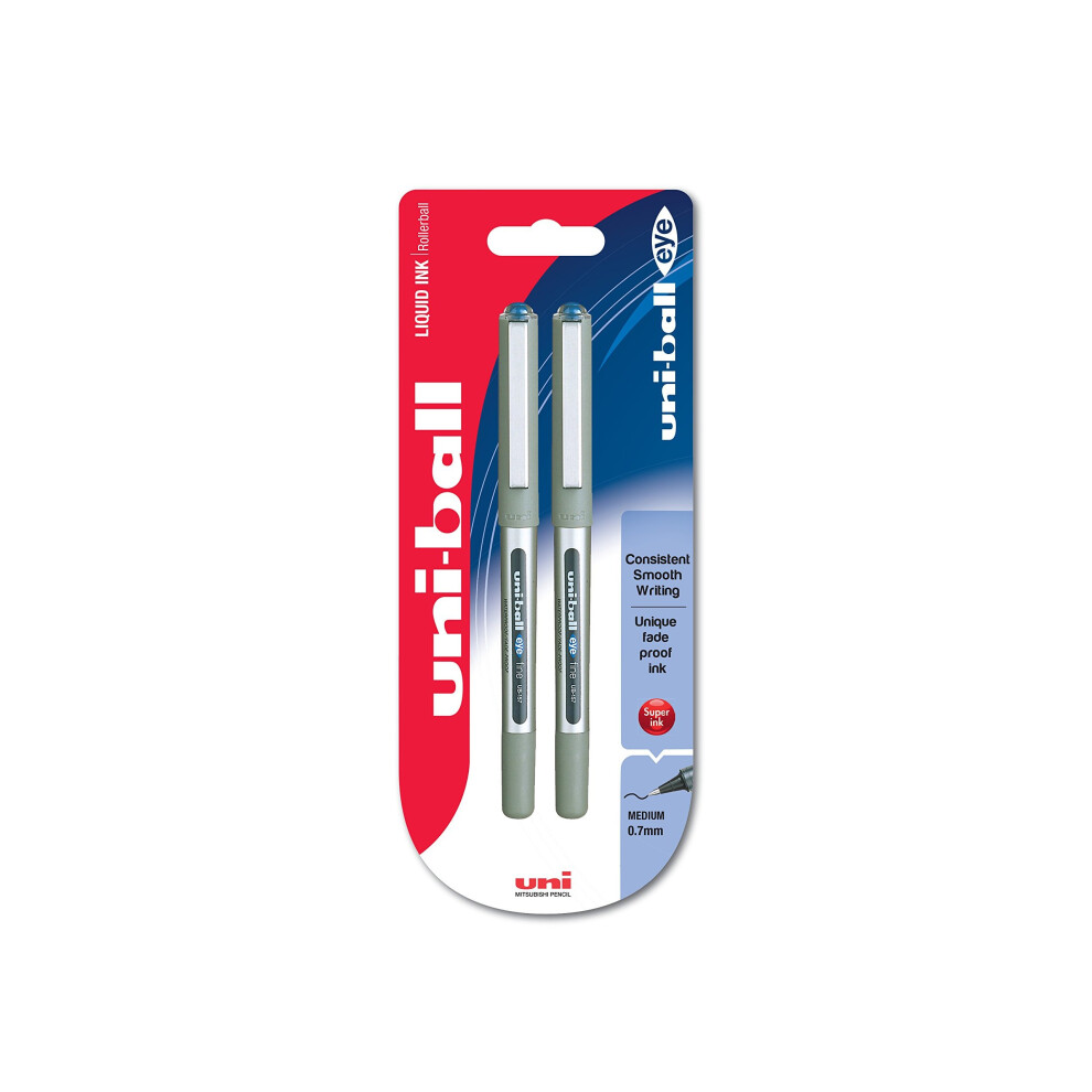 uni-ball 153486276 Eye Fine UB-157 Rollerball Pen - Blue, Pack of 2