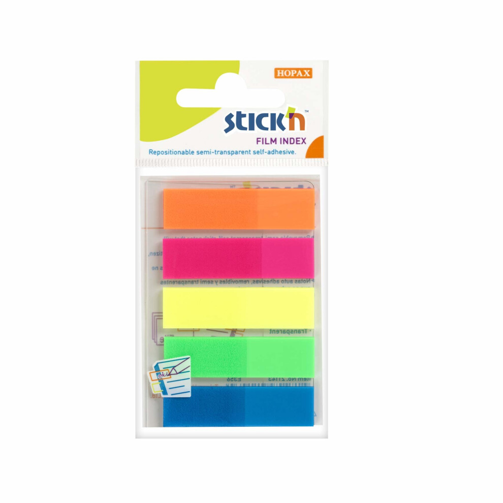 Stick N 21050 Value 12 mm Film Index Tab - Neon Multi-Colour