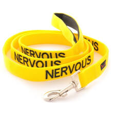 NERVOUS (Give Me Space) Yellow Colour Coded 60cm 1.2m 1.8m Luxury Neoprene Padded Handle Dog Leads PREVENTS Accidents By Warning Others Of Your Dog...