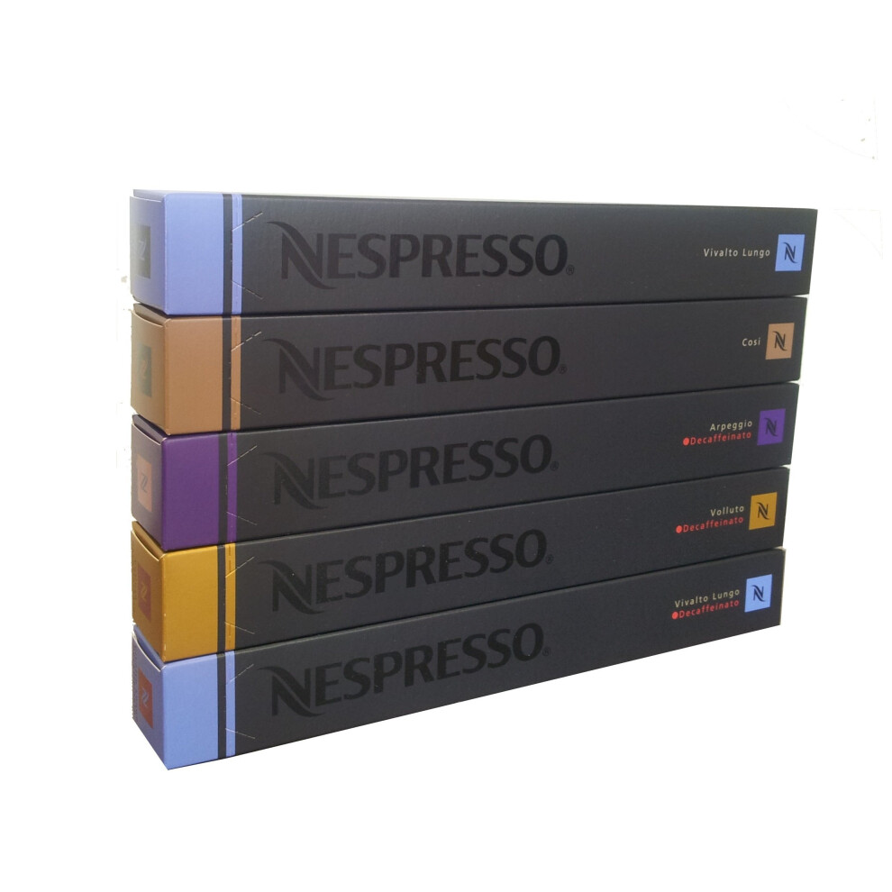 50 Nespresso Variety Mix - DECAF Arpeggio, DECAF Vivalto, DECAF Volluto, Cosi, Vivalto