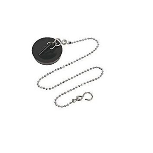 1 3/4inch 44mm black plastic bath / kitchen sink plug stainless ball chain with S hook 37