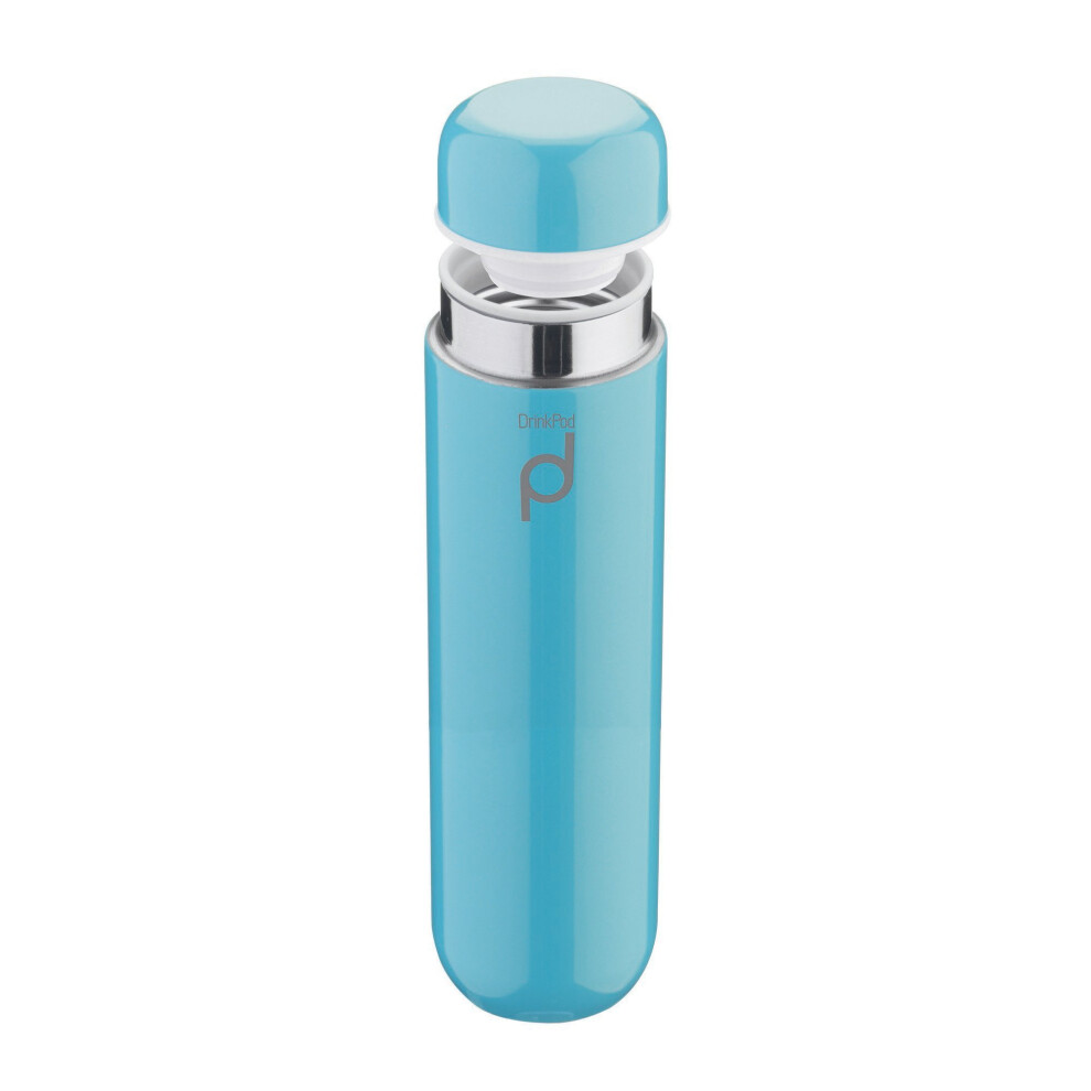Grunwerg Pioneer Vacuum Insulated Leak Proof Drinkpod Capsule Flask 6 Hours Hot 24 Hours Cold, Blue, 300 ml