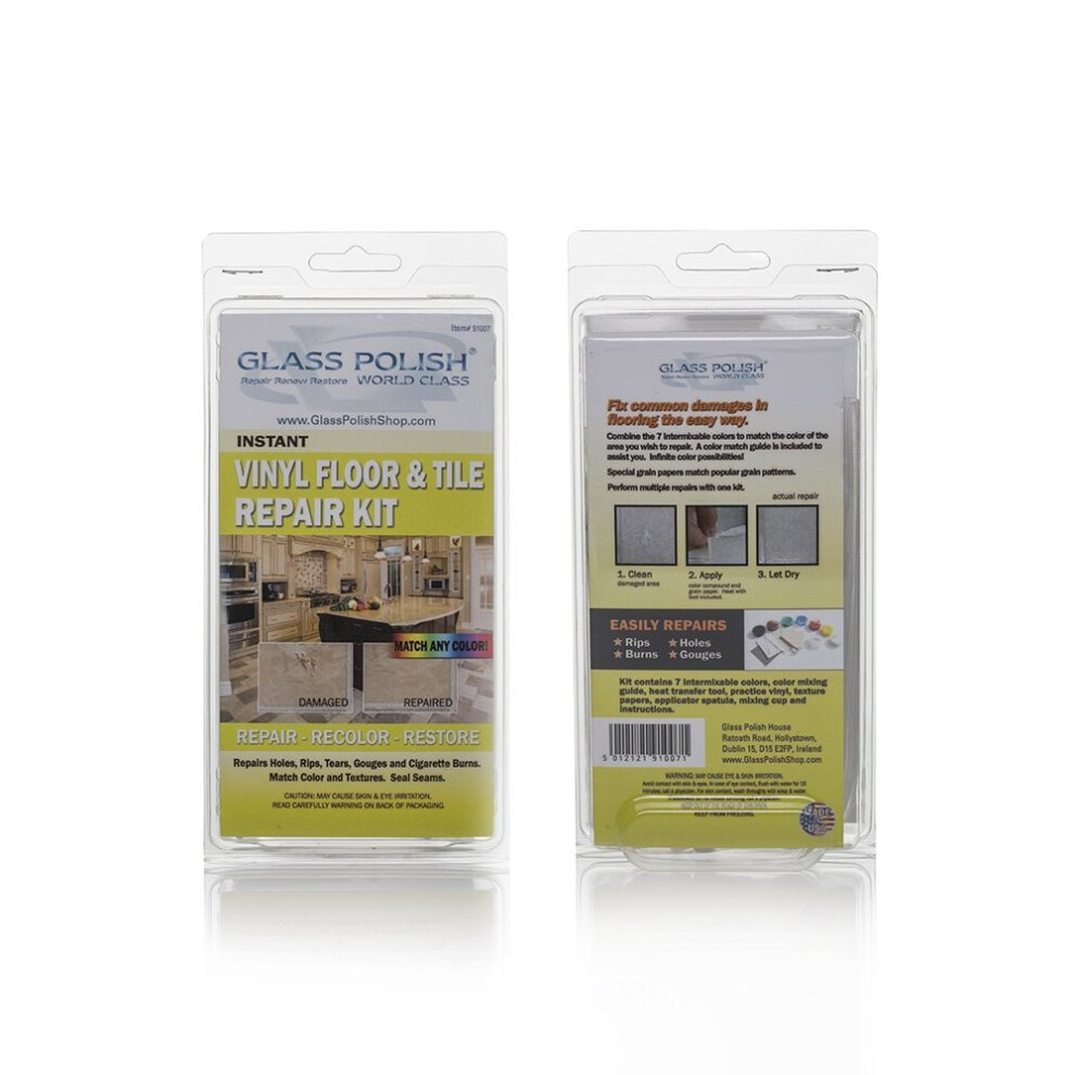 Vinyl Floor and Vinyl Tile DIY Repair Kit - Repairs : Rips, Holes, Burns, Gouges.