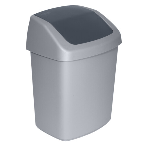 Curver Curver 167910 Swing Dustbin Polypropylene, silver/coal, 15L