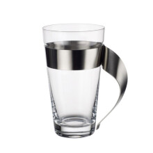 Villeroy & Boch NewWave Latte Macchiato Glass, 500 ml, Height: 15 cm, Crystal Glass/Stainless Steel, Clear