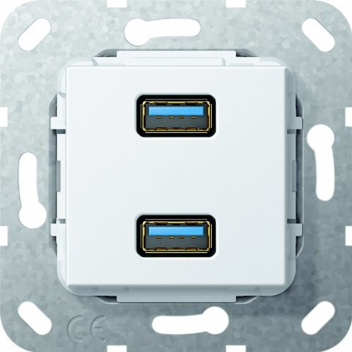 Gira 568403 Double USB 3.0 A Gender Changer Socket Pure White
