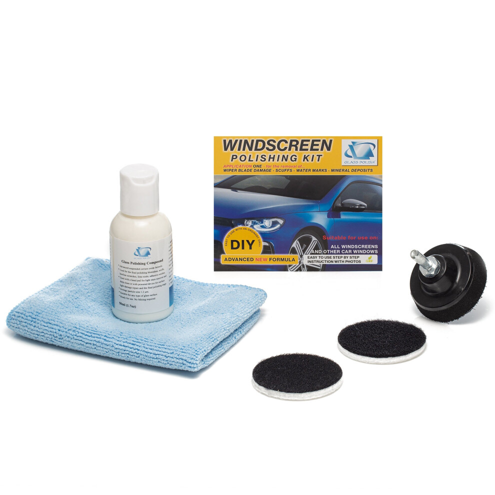 Glass Polish Gp21003 Glass And Windscreen Polishing Diy Kit For All Types Of Glass, Removes Wiper Blade Damage, Surface Marks, Water Stain / 2''... 5012121210171