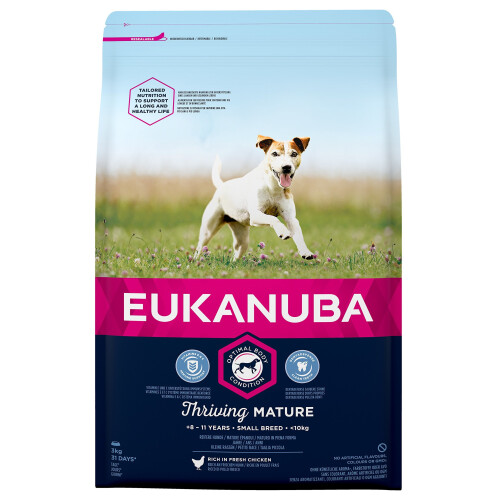 Eukanuba Eukanuba Mature Dog Food for Small Dogs Rich in Fresh Chicken for the Optimal Body Condition of Your Dog, 3 kg