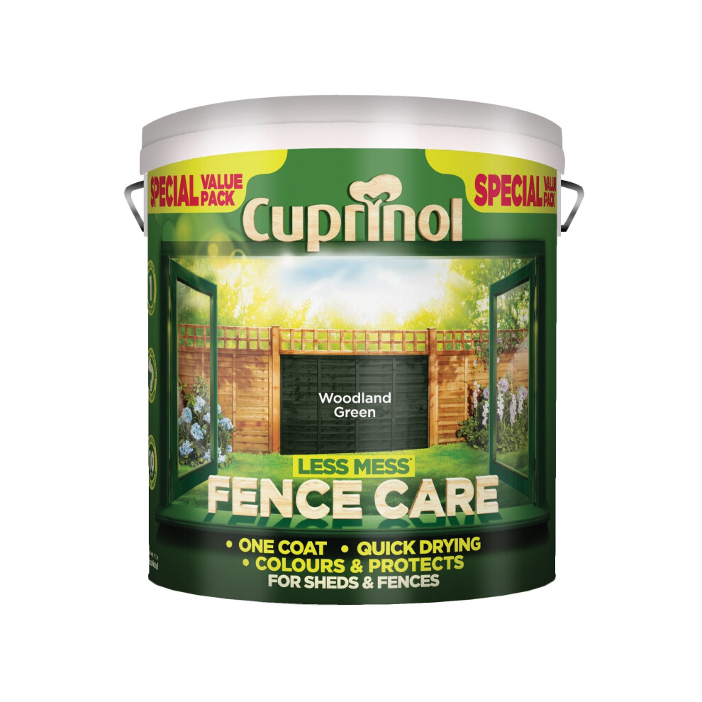 Cuprinol LMFCWG6L Less Mess Fence Care Woodland Green 6 Litre, 6l