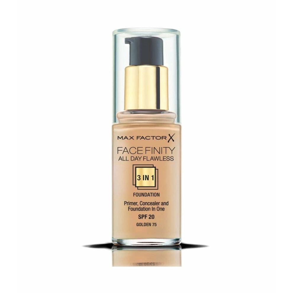 Max Factor Facefinity 3-in-1 All Day Flawless Foundation, SPF 20, Golden 75, 30 ml