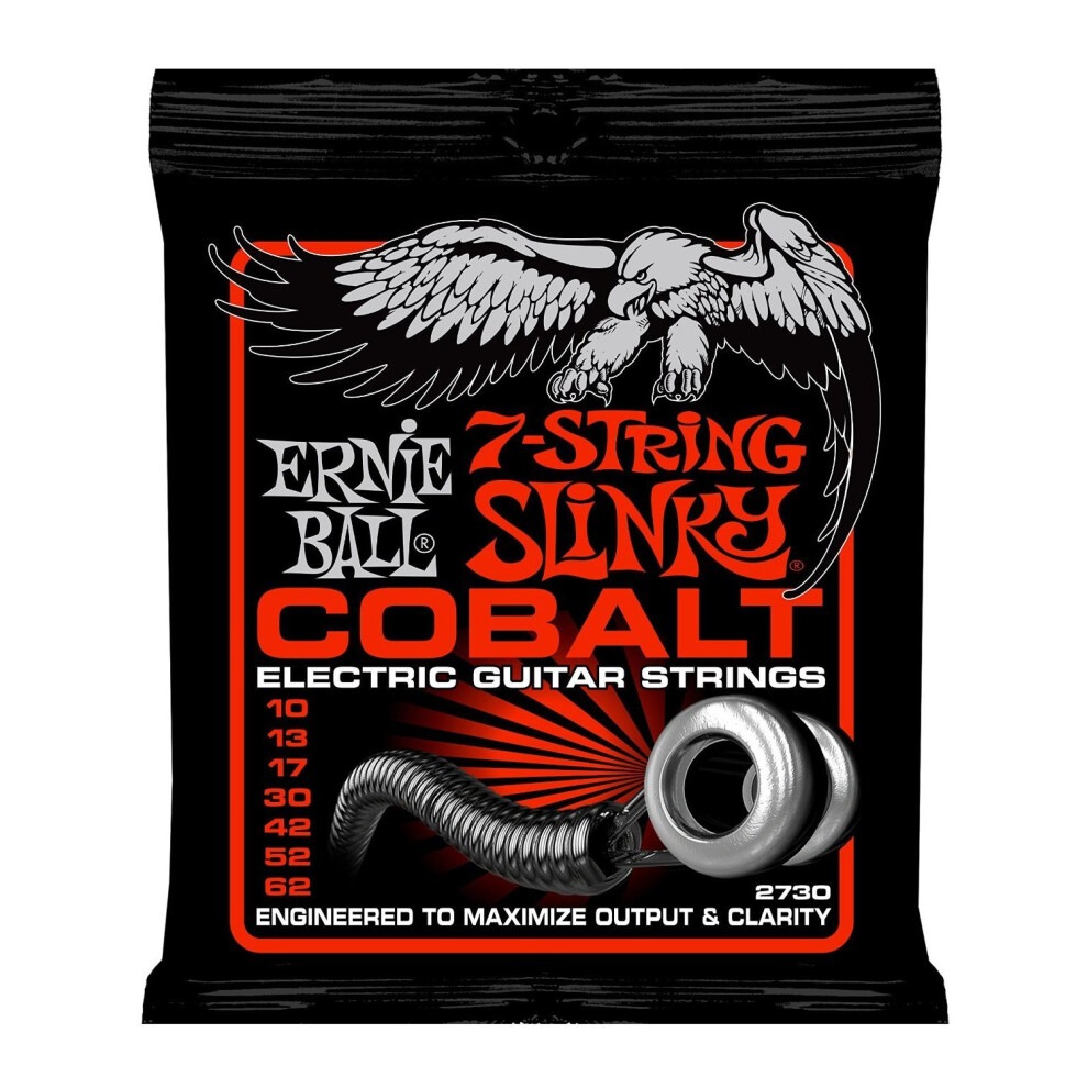 Ernie Ball Cobalt 7-String Skinny Top Heavy Bottom Slinky Set, .010 - .062