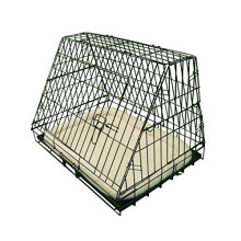 Ellie-Bo Deluxe Sloping Puppy Cage Folding Dog Crate with Non-Chew Metal Tray Fleece and Slanted Front for Car, Medium, 30-inch, Black