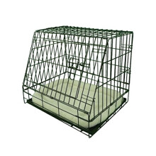 Ellie-Bo Deluxe Sloping Puppy Cage Folding Dog Crate with Non-Chew Metal Tray Fleece and Slanted Front for Car, Small, 24-inch, Black