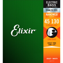 Elixir 14777 .045 - .130 Bass 5 String Long Scale Stainless Steel Nanoweb Guitar Strings