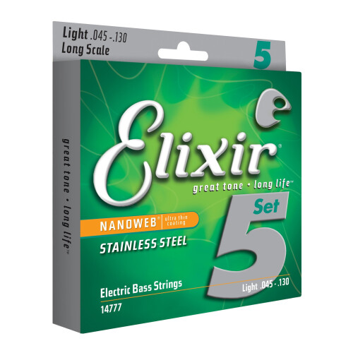 Elixir 14777 .045 - .130 Bass 5 String Long Scale Stainless Steel Nanoweb Guitar Strings 2