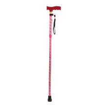 Aidapt Extendable Plastic Handled Walking Stick with Engraved Pattern in Red (Eligible for VAT relief in the UK)