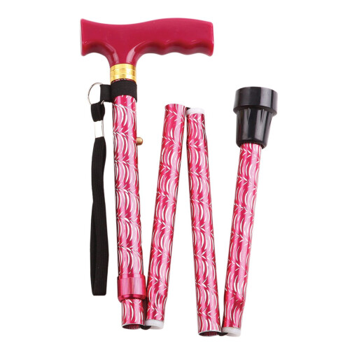 Aidapt Extendable Plastic Handled Walking Stick with Engraved Pattern in Red (Eligible for VAT relief in the UK) 1