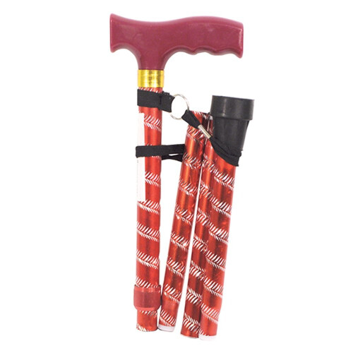Aidapt Extendable Plastic Handled Walking Stick with Engraved Pattern in Red (Eligible for VAT relief in the UK) 2