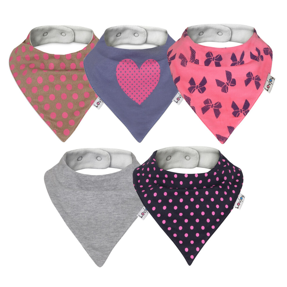 Lovjoy Bandana Dribble Bibs, Super Absorbent & Soft For Teething Babies Fits Newborn To 3 Years, Adjustable Snaps, Best Baby Gift. 5 Pack (Love...