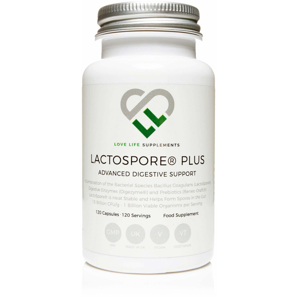 LactoSporeÂ® (Bacillus Coagulans) Plus by LLS | Probiotics | 15 Billion CFU/g | 120 Capsules - 4 Month Supply | Includes Digestive Enzymes and...