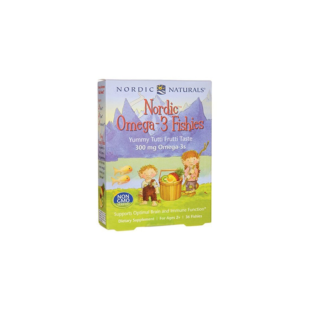 Nordic Naturals Nordic Omega-3 Fishies, 300mg Yummy Tutti Frutti Taste 36 Fishies, 36 Capsules