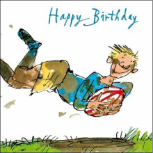 Woodmansterne Male Birthday Card - Quentin Blake - Rugby Star