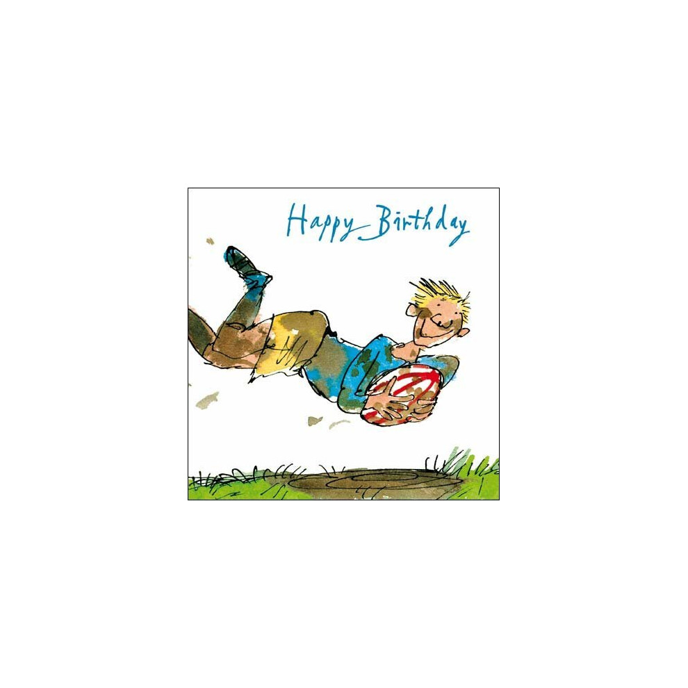 Woodmansterne Male Birthday Card - Quentin Blake - Rugby Star