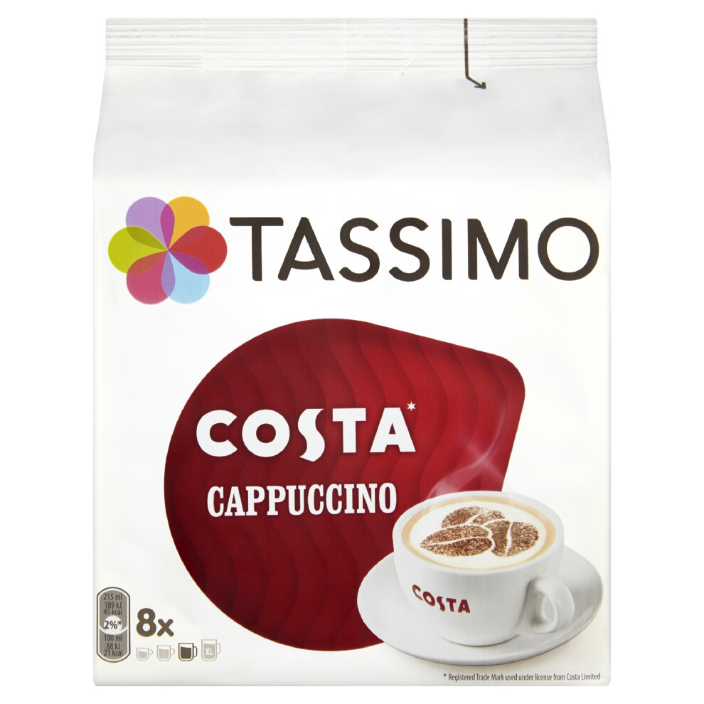 Tassimo Costa Cappuccino Coffee 16 Discs, 8 servings, Pack of 5 (Total 80 Discs/Pods, 40 Servings)