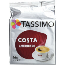 Tassimo Costa Americano Coffee Pods (Case of 5, Total 80 pods, 80 servings)