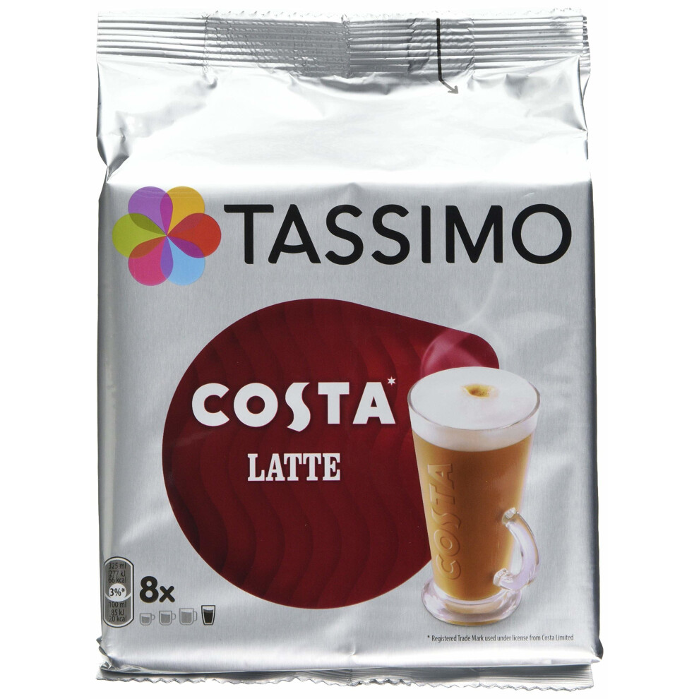 Tassimo Costa Latte Coffee Pods (Pack of 5, Total 80 pods, 40 servings)