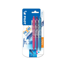 Pilot Frixion Clicker Bolígrafos Retráctiles Borrables 0.7 mm - Violeta/Rosa/Turquesa, Pack de 3