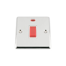 A5 CSWCCWH 45 A Classic Chrome Polished Cooker Oven Switch with Neon Indicator and White Insert