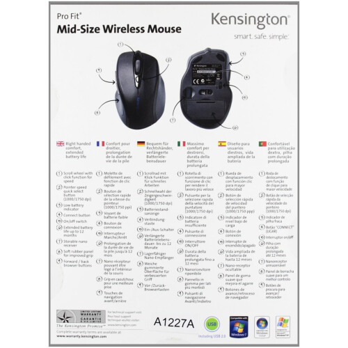 Kensington Pro Fit Medium Size Wireless Mouse - Sapphire Blue 1
