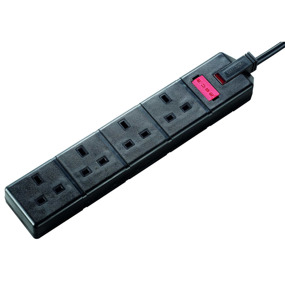 Masterplug Exs1342b 13Amp 4 Socket 2M Heavy Duty Extension Lead - Black 5015056356648