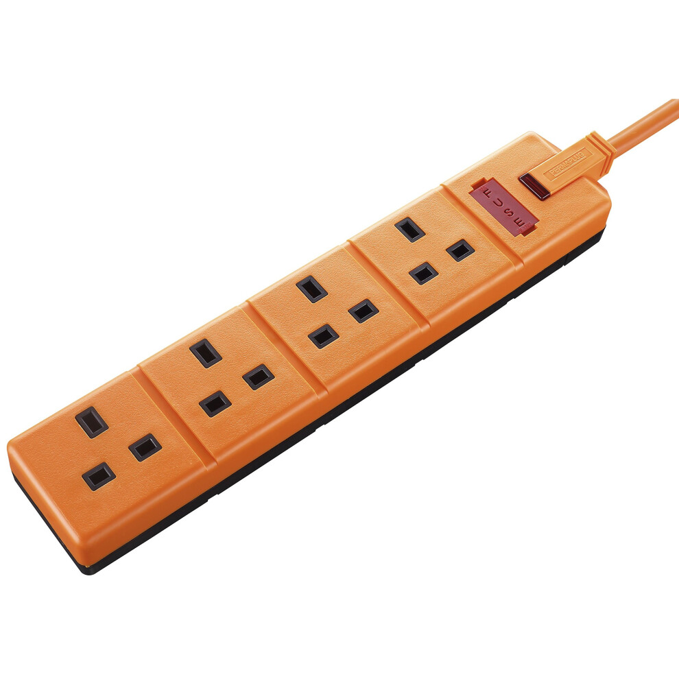 Masterplug Exs1342o 13Amp 4 Socket 2M Heavy Duty Extension Lead - Orange 5015056356662