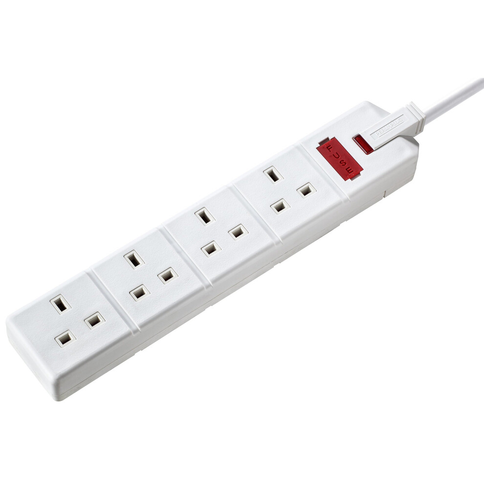 Masterplug Exs1342w 13Amp 4 Socket 2M Heavy Duty Extension Lead - White 5015056356686