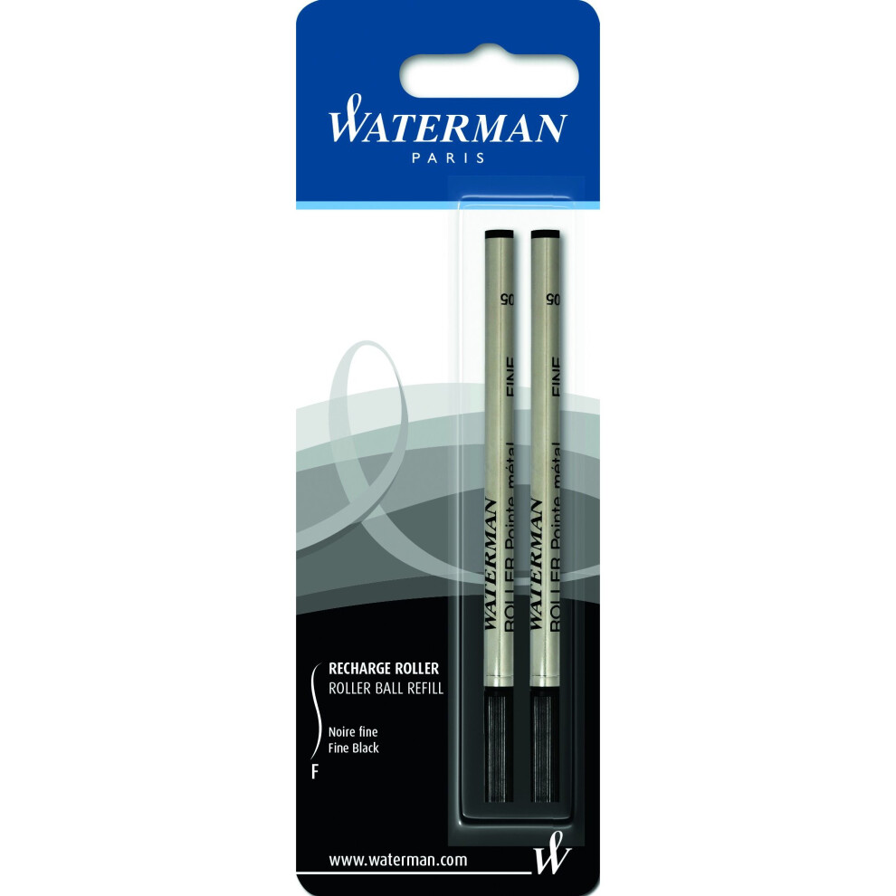 Waterman S0954850 Rollerball Pen Refill, Fine - Black Ink