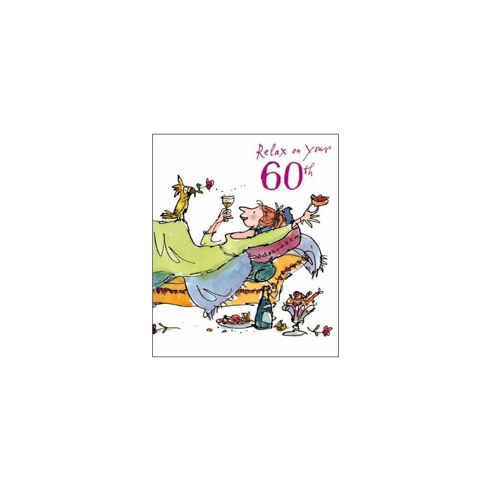 Birthday Card (WDM9026) 60th Birthday - Quentin Blake - Lady having treats